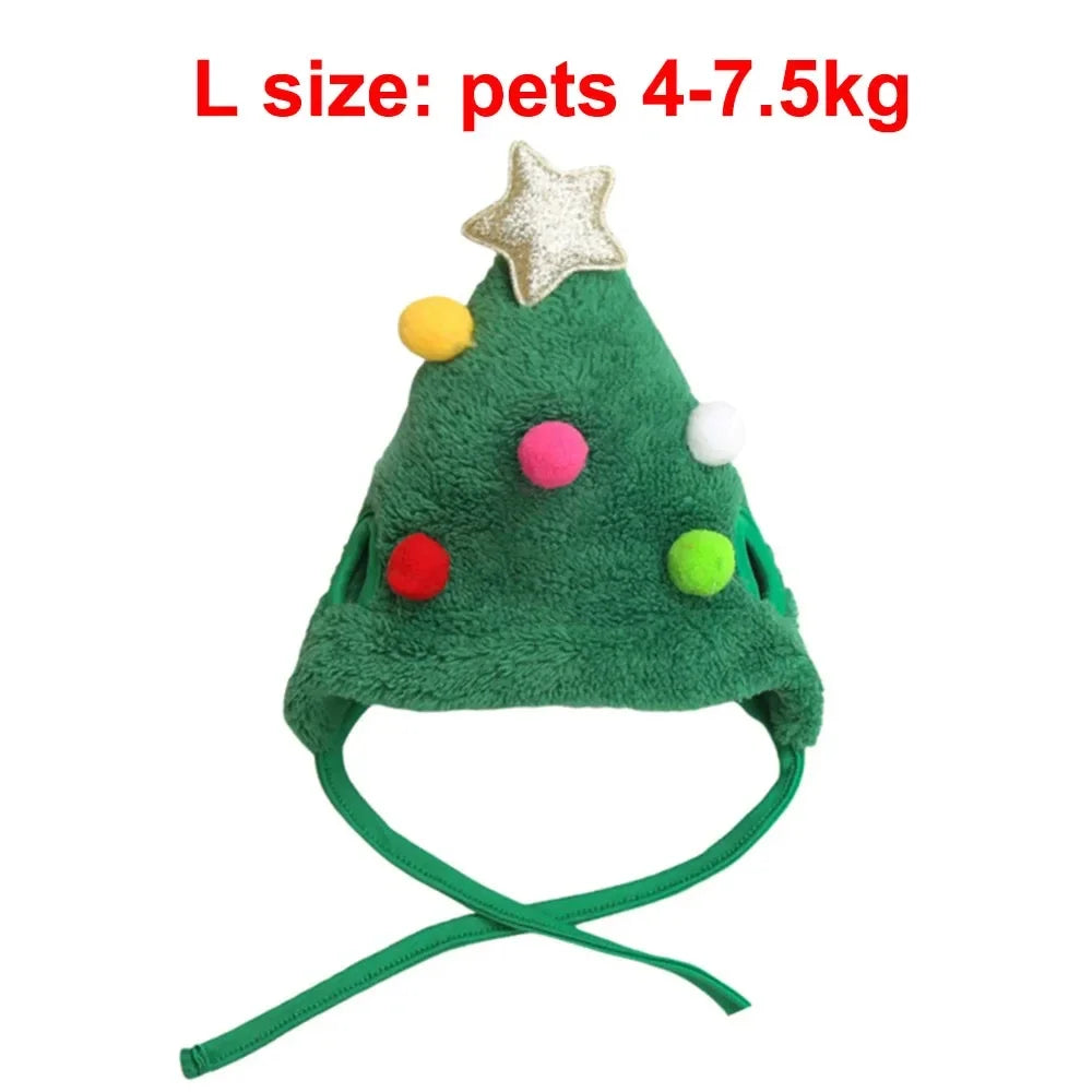 Christmas Pet Costume Set – Dog & Cat Santa Hat with Bandana Scarf | Holiday Dress-Up Accessories for Pets