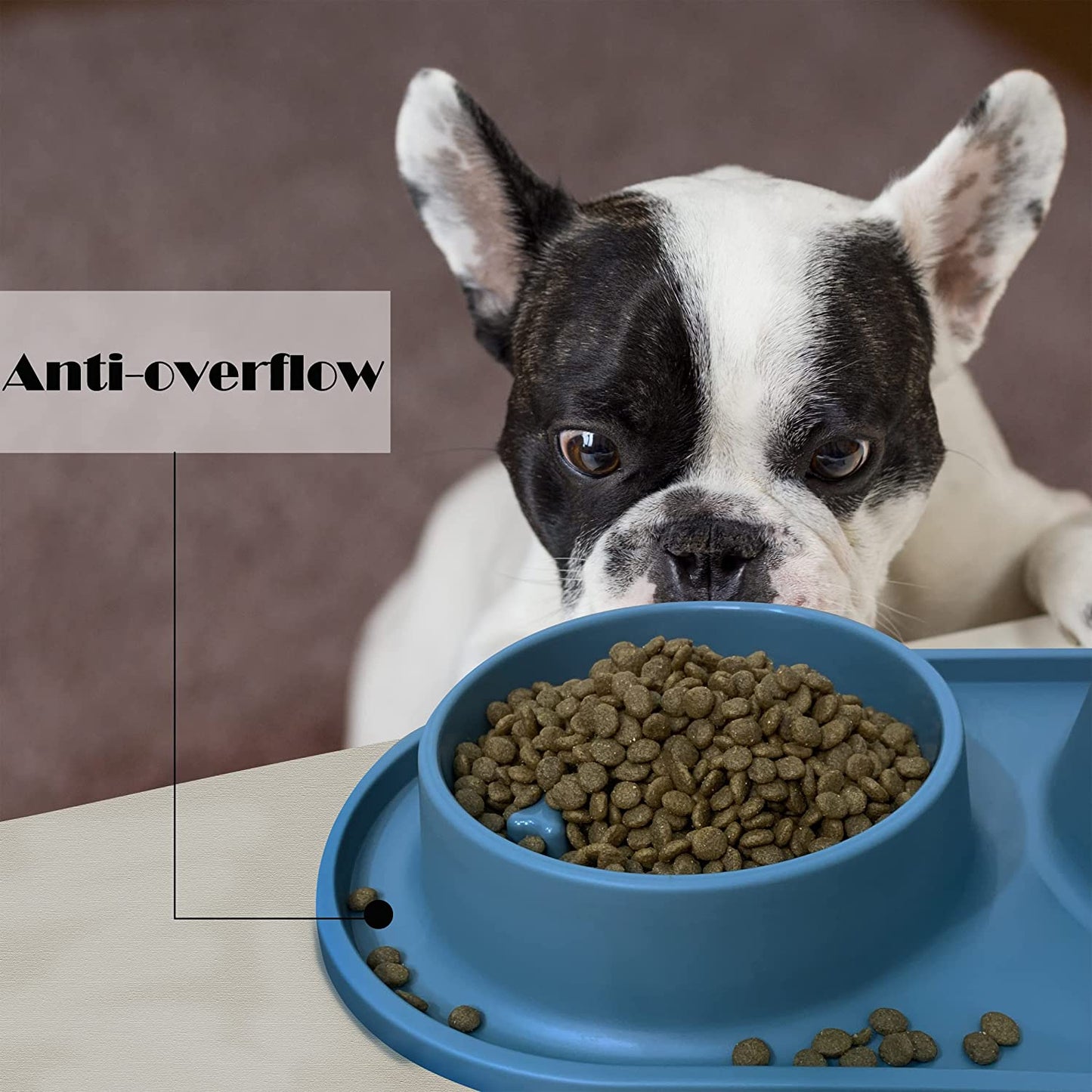 Dog Bowls Small Medium Sized Dog Food Bowl, Slow Feeder Dog Bowl Set, Stainless Steel Dog Bowls, Non-Skid Cat Dog Food and Water Bowls by (Navy)