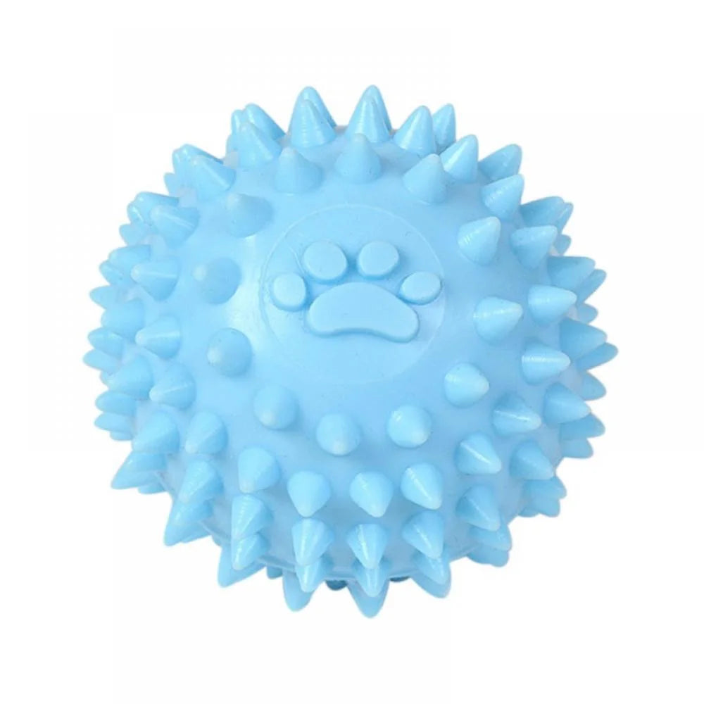 Small Dog Toy Balls – Rubber Spike Fetch & Chew Toys for Puppies, Teething Relief, Cute Colors (Blue)