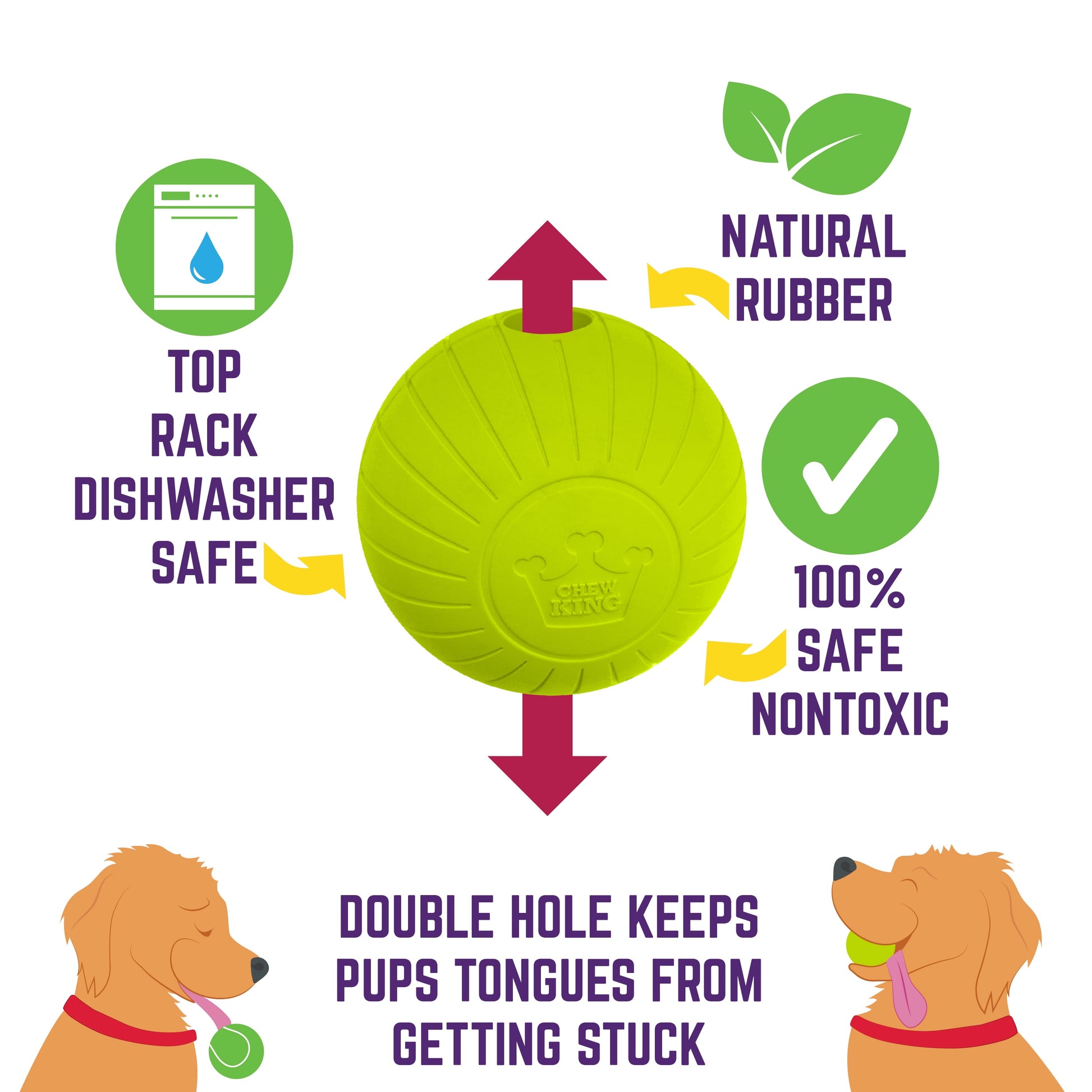 3" Durable Rubber Dog Balls – 4 Pack Strong Chew & Fetch Toys for Large Breed Dogs