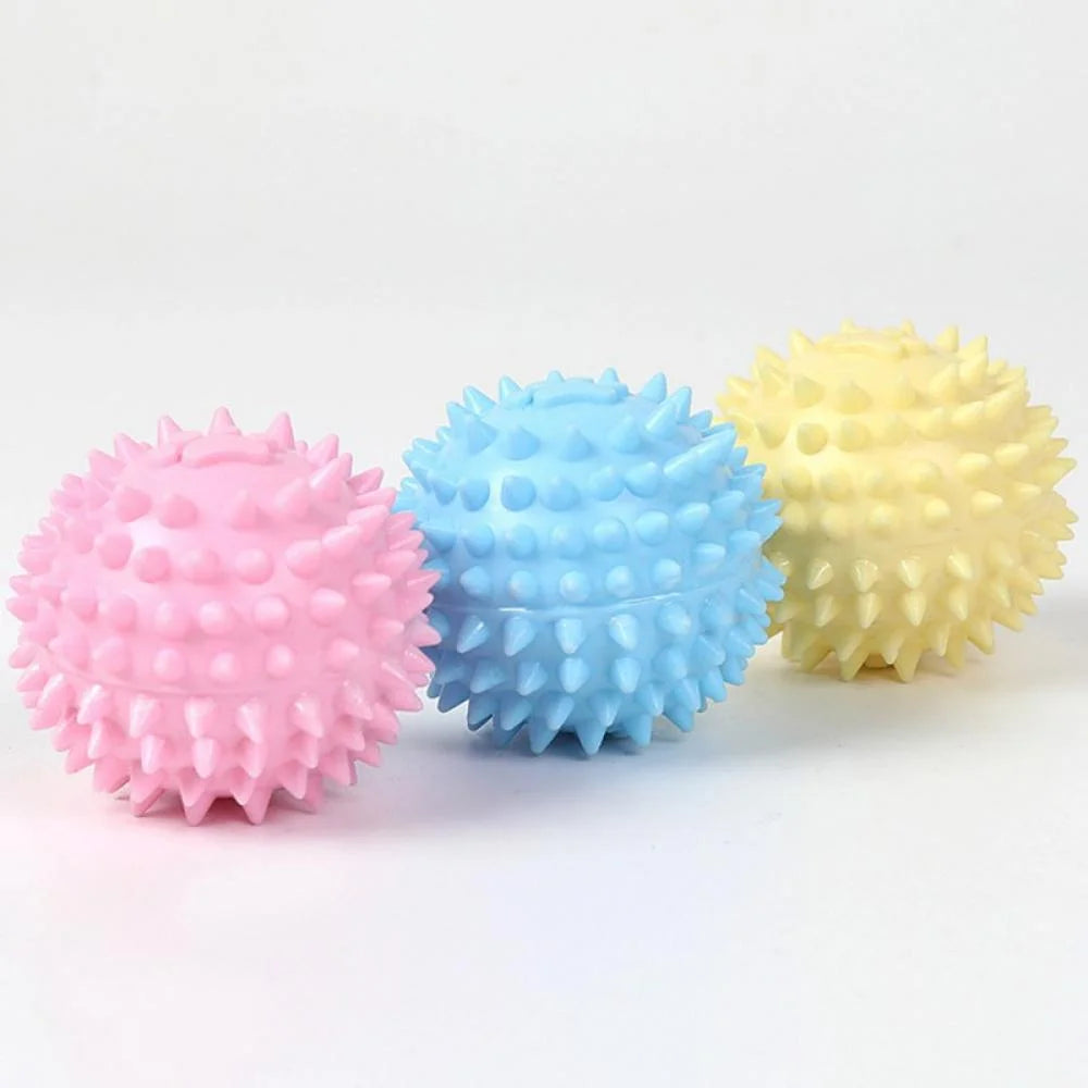 Small Dog Toy Balls – Rubber Spike Fetch & Chew Toys for Puppies, Teething Relief, Cute Colors (Blue)