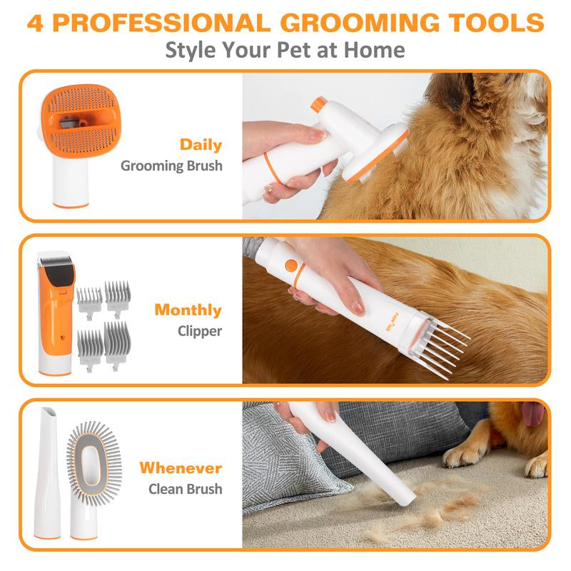 PAWING Pet Grooming Vacuum – 5-in-1 Dog & Cat Grooming Kit with Vacuum Brush for Shedding, Hair Removal & Clipping