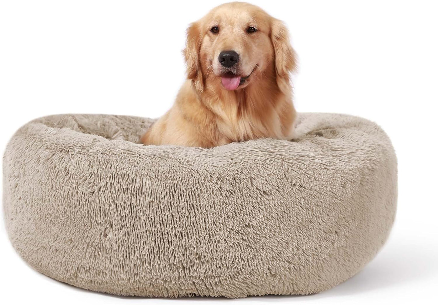 30" Calming Donut Dog Bed – Soft Fluffy Cuddler Pet Bed for Medium & Large Dogs
