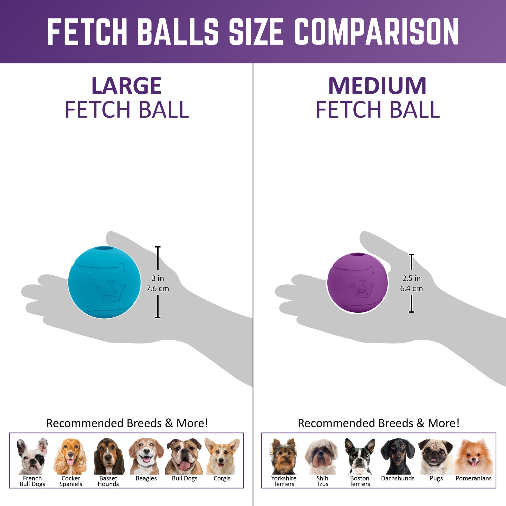 3" Rubber Dog Fetch Balls – 3 Pack Durable Chew & Play Toys for Dogs