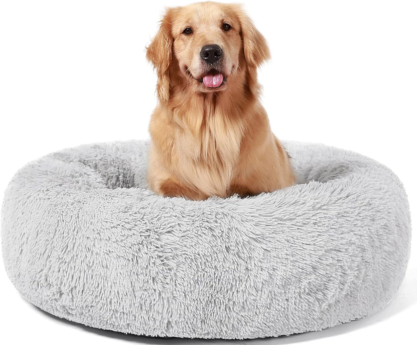 30" Calming Donut Dog Bed – Soft Fluffy Cuddler Pet Bed for Medium & Large Dogs