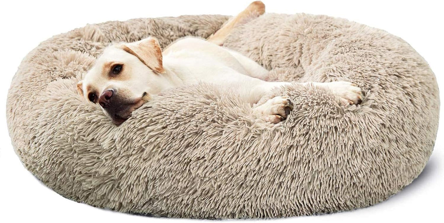 30" Calming Donut Dog Bed – Soft Fluffy Cuddler Pet Bed for Medium & Large Dogs