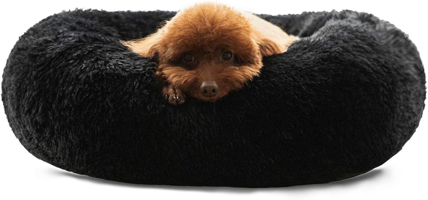 30" Calming Donut Dog Bed – Soft Fluffy Cuddler Pet Bed for Medium & Large Dogs