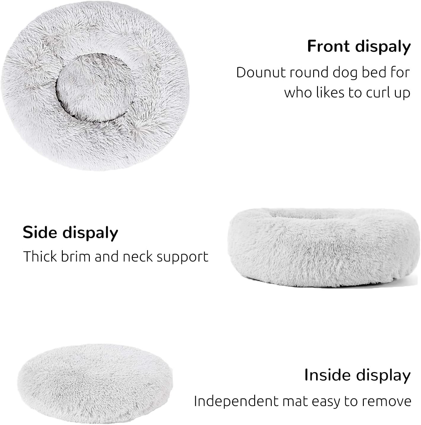 30" Calming Donut Dog Bed – Soft Fluffy Cuddler Pet Bed for Medium & Large Dogs