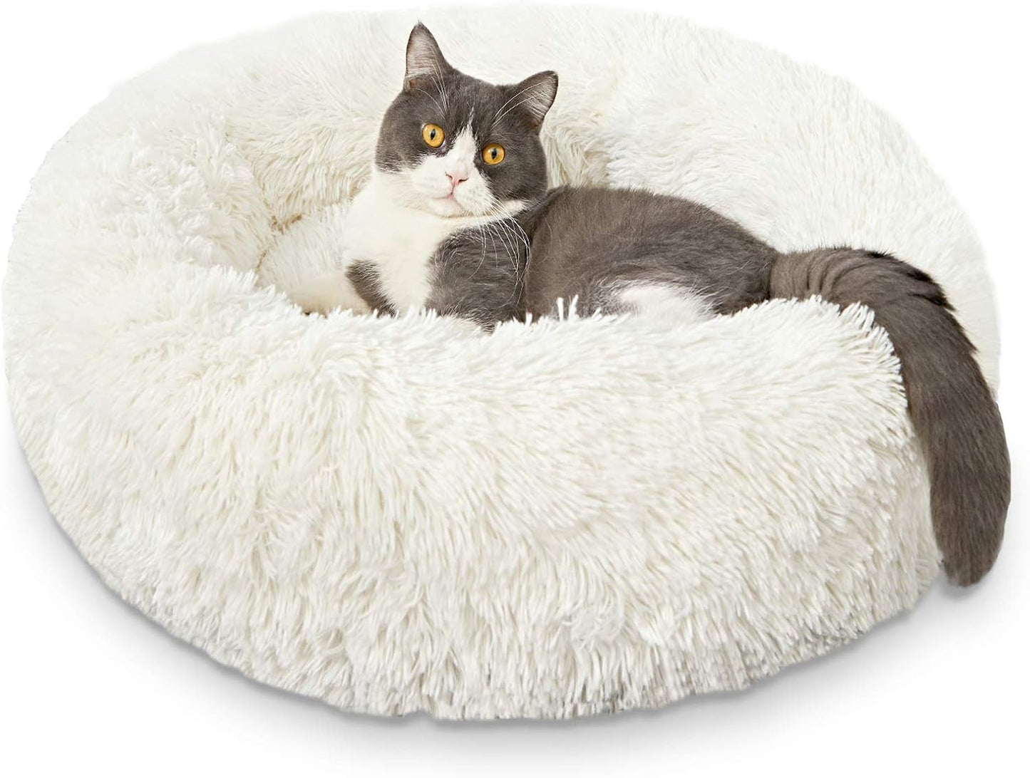 30" Calming Donut Dog Bed – Soft Fluffy Cuddler Pet Bed for Medium & Large Dogs