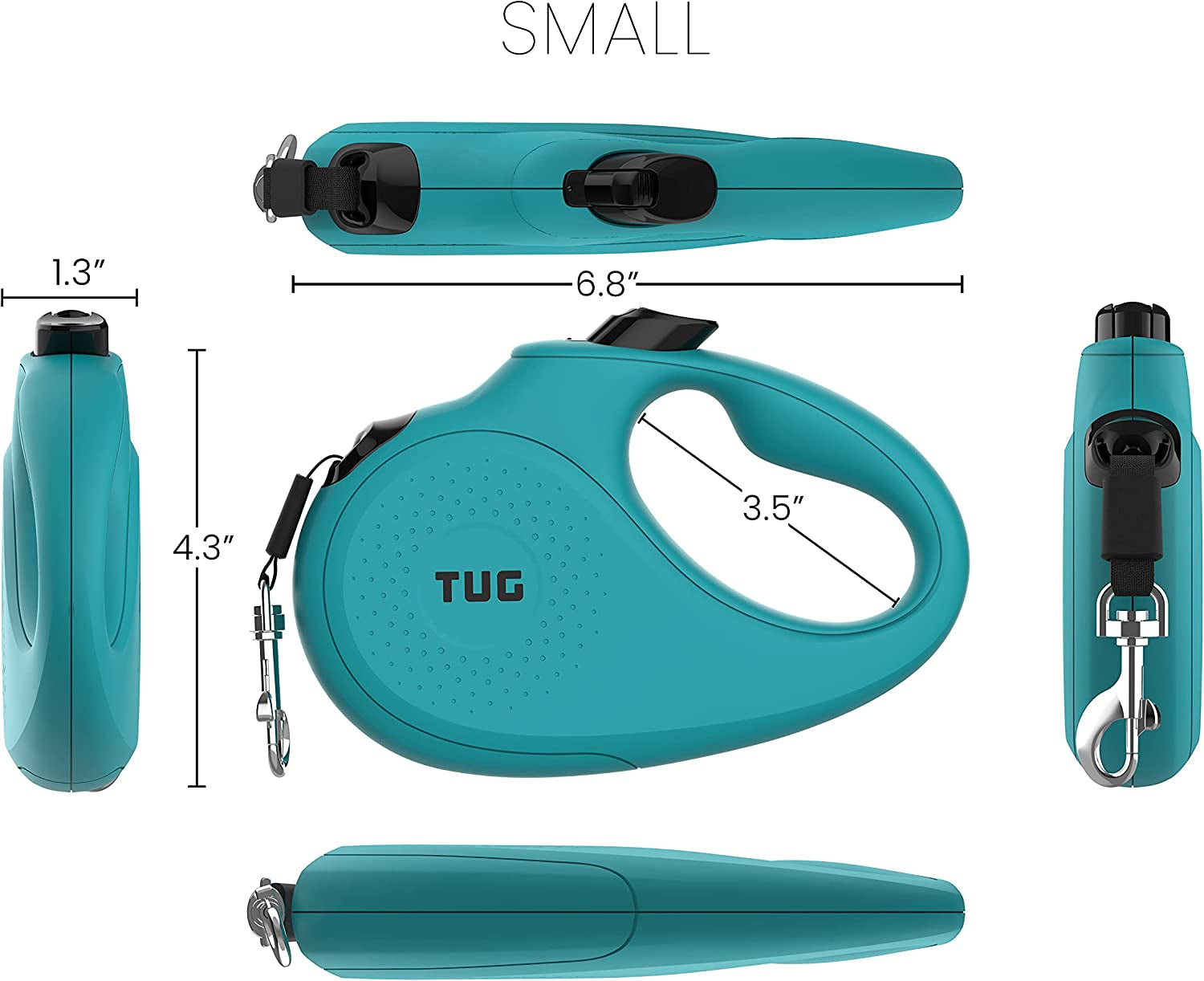 Retractable Dog Leash – 16ft Tangle-Free Nylon Tape, 360° Swivel, Durable Pet Walking Lead (Small, Aqua)