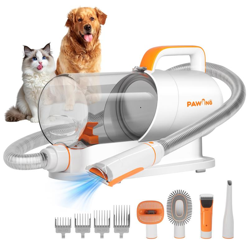 PAWING Pet Grooming Vacuum – 5-in-1 Dog & Cat Grooming Kit with Vacuum Brush for Shedding, Hair Removal & Clipping