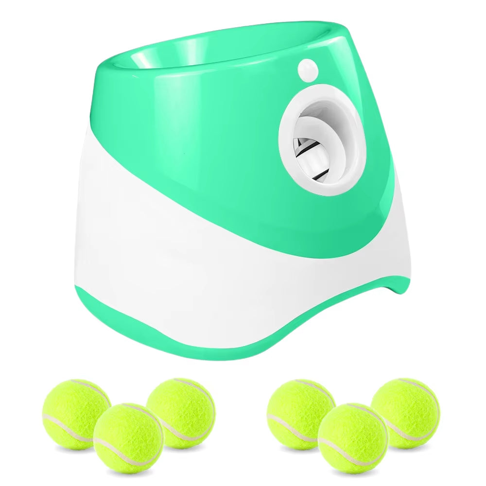 Automatic Dog Ball Launcher – Interactive Tennis Ball Throwing Machine with 6 Balls, Rechargeable Pet Toy