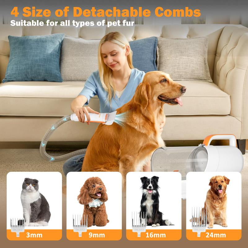 PAWING Pet Grooming Vacuum – 5-in-1 Dog & Cat Grooming Kit with Vacuum Brush for Shedding, Hair Removal & Clipping