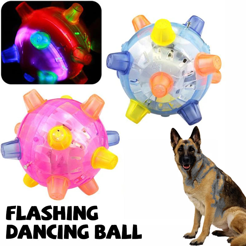 LED Flashing Bouncing Ball – Interactive Jumping Toy with Music for Dogs & Cats