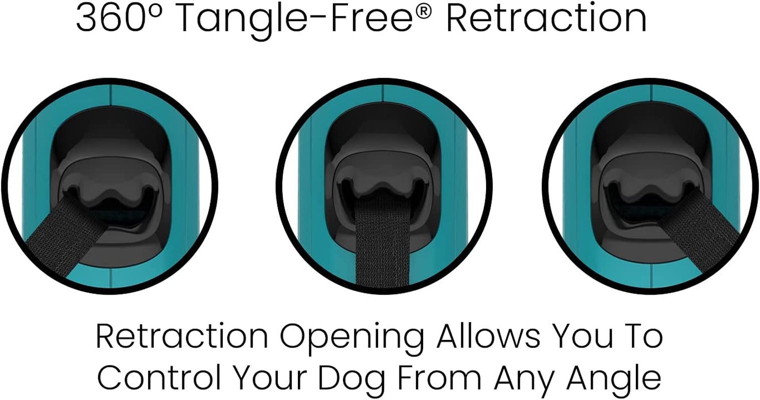Retractable Dog Leash – 16ft Tangle-Free Nylon Tape, 360° Swivel, Durable Pet Walking Lead (Small, Aqua)