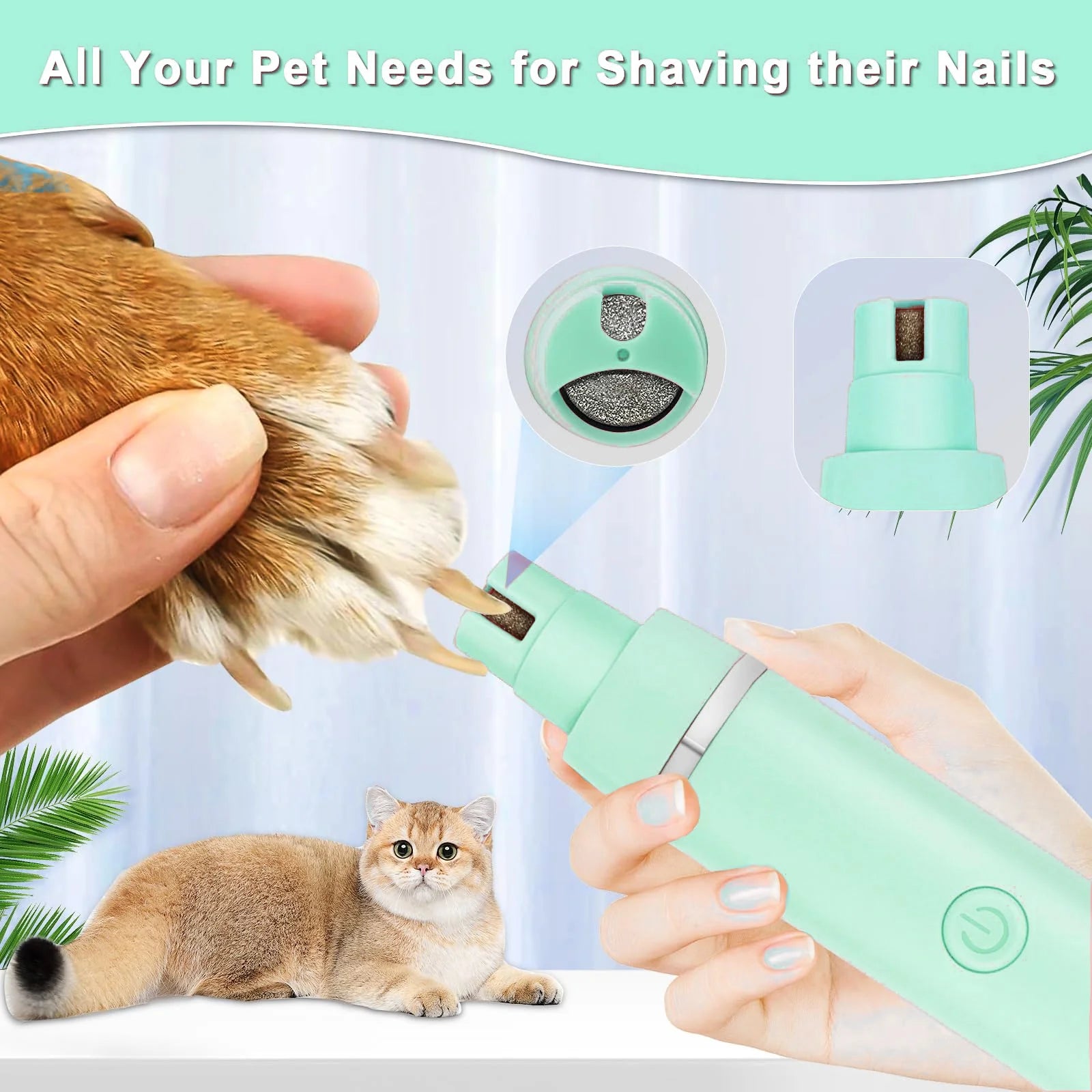 Dog Hair Clippers Grooming Kit – 4-in-1 Cordless Pet Trimmer with Nail Grinder, Low Noise USB Rechargeable Clippers for Dogs & Cats
