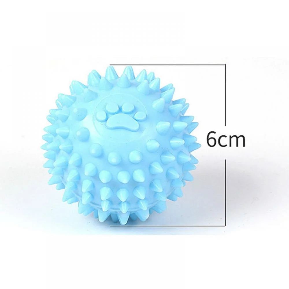 Small Dog Toy Balls – Rubber Spike Fetch & Chew Toys for Puppies, Teething Relief, Cute Colors (Blue)
