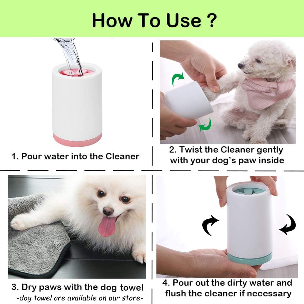 Portable Dog Paw Cleaner Cup – Pet Foot Washer for Small & Medium Dogs and Cats, Muddy Paw Cleaning Cup (Green, Size L)