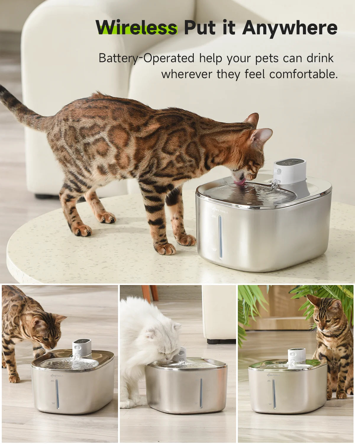 4L Wireless Cat Water Fountain – Automatic Sensor Pet Drinking Dispenser for Cats & Small Dogs
