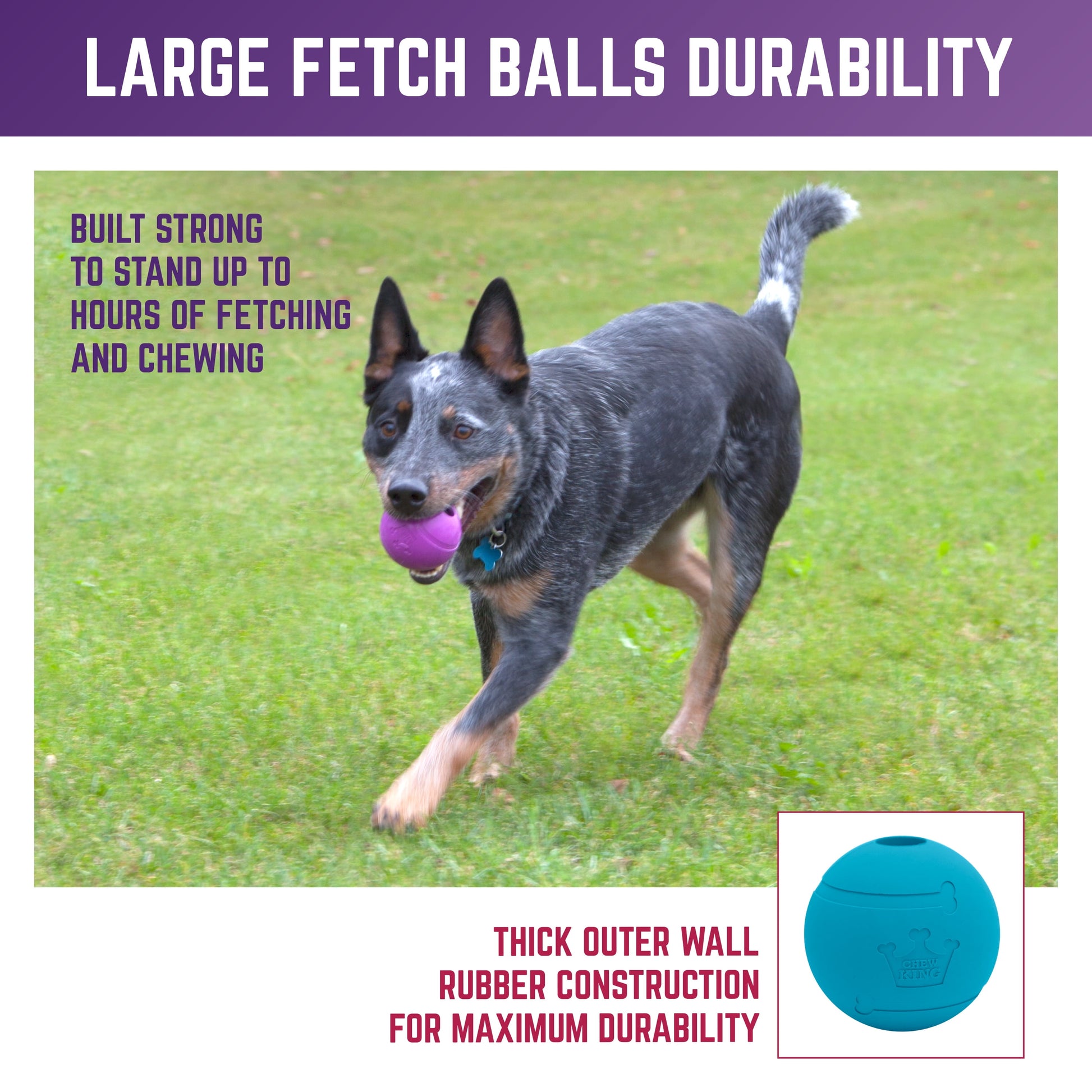 3" Rubber Dog Fetch Balls – 3 Pack Durable Chew & Play Toys for Dogs