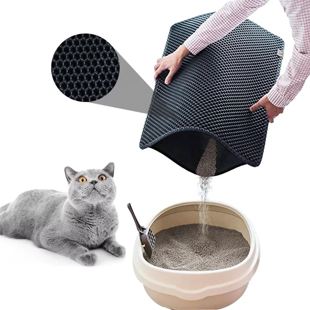 Cat Litter Trapping Mat – Waterproof Kitty Litter Catcher Pad, Easy Clean Pet Floor Protector (16" x 20")