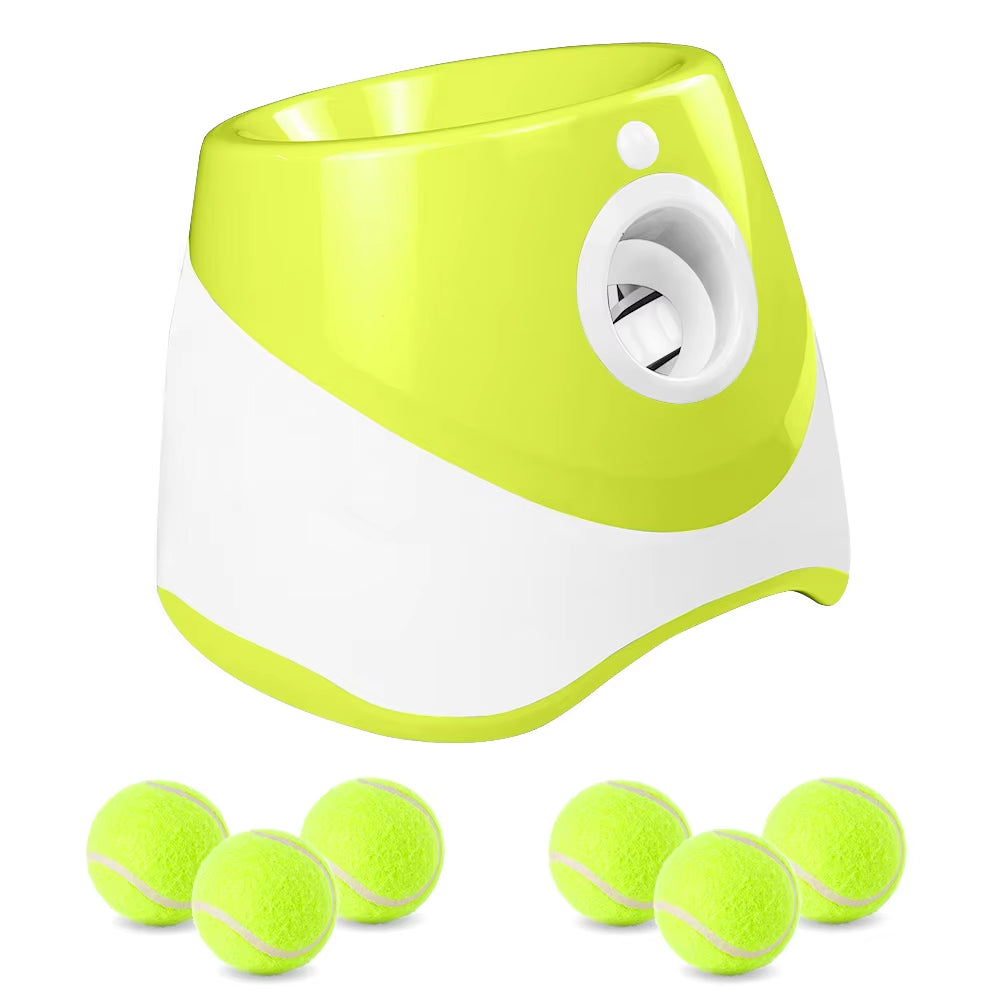 Automatic Dog Ball Launcher – Interactive Tennis Ball Throwing Machine with 6 Balls, Rechargeable Pet Toy