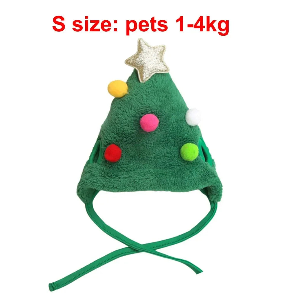 Christmas Pet Costume Set – Dog & Cat Santa Hat with Bandana Scarf | Holiday Dress-Up Accessories for Pets