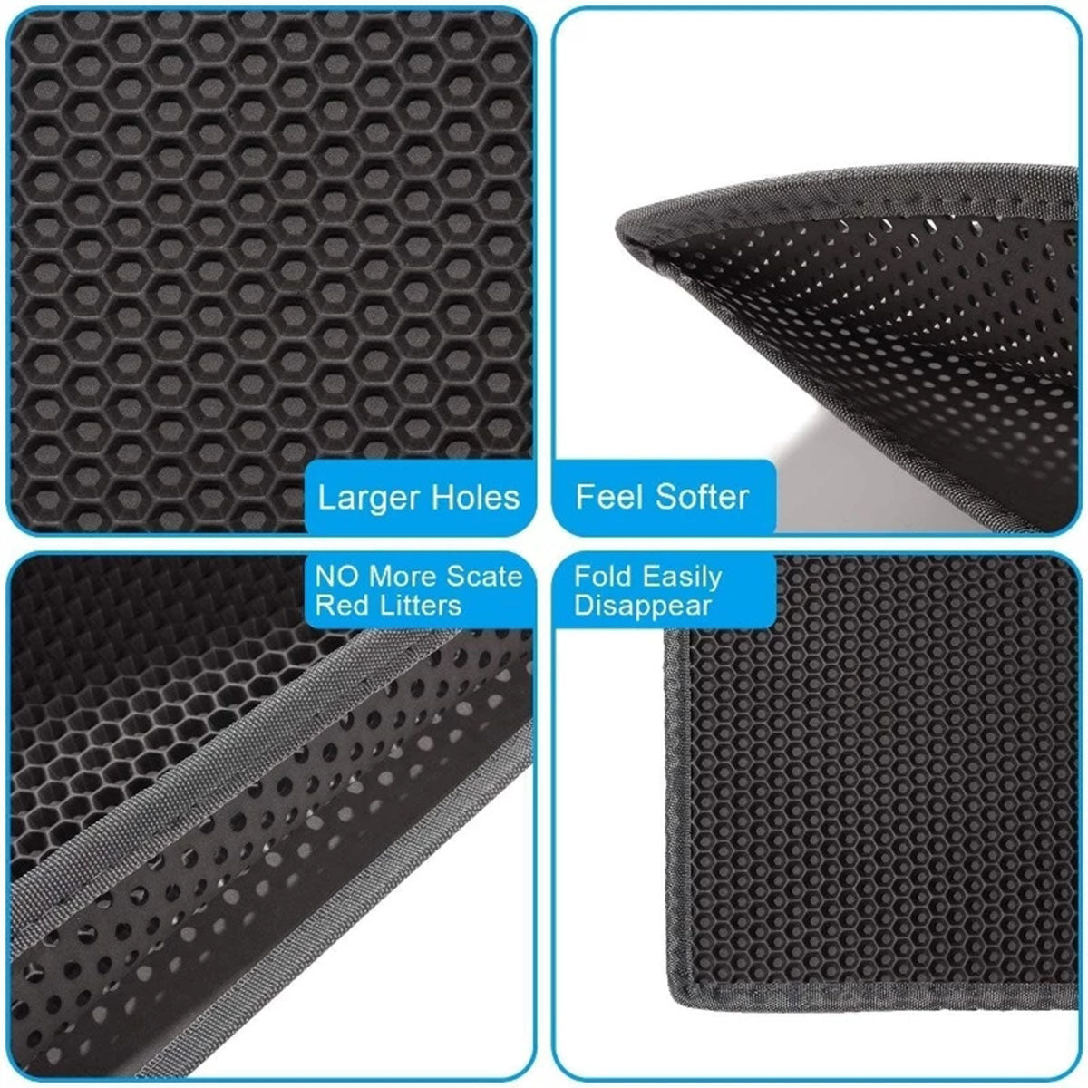 Cat Litter Trapping Mat – Waterproof Kitty Litter Catcher Pad, Easy Clean Pet Floor Protector (16" x 20")
