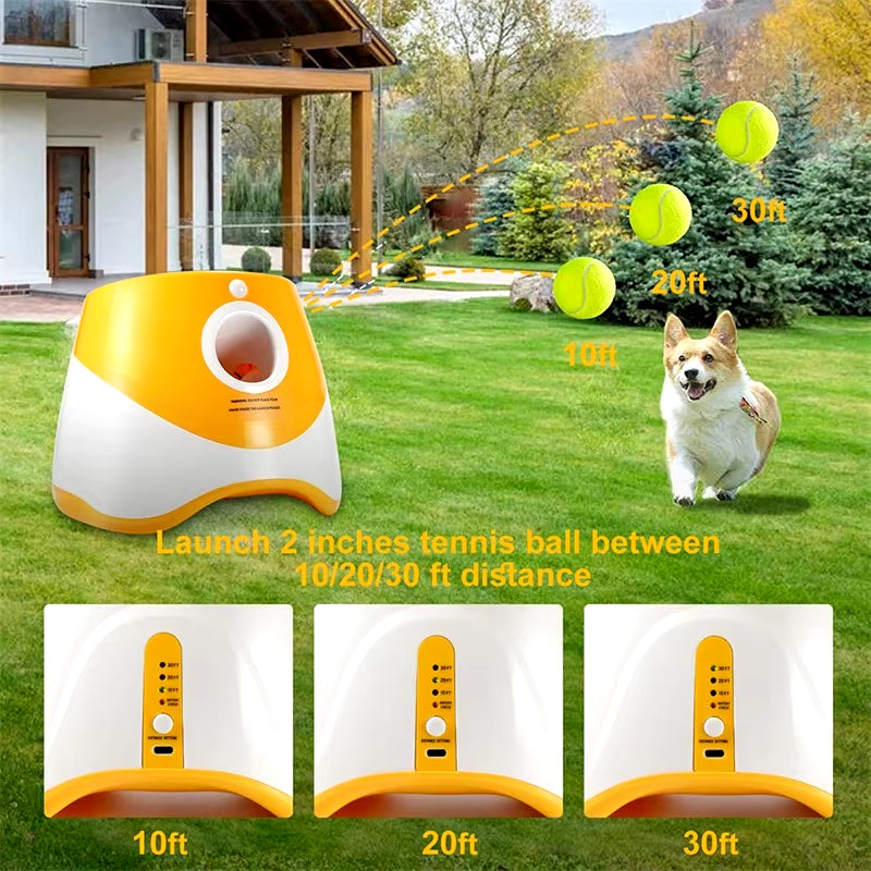 Automatic Dog Ball Launcher – Interactive Tennis Ball Throwing Machine with 6 Balls, Rechargeable Pet Toy