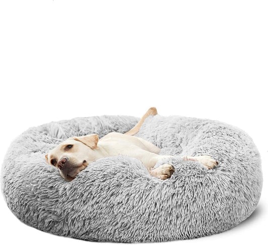30" Calming Donut Dog Bed – Soft Fluffy Cuddler Pet Bed for Medium & Large Dogs