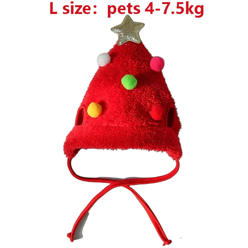 Christmas Pet Costume Set – Dog & Cat Santa Hat with Bandana Scarf | Holiday Dress-Up Accessories for Pets