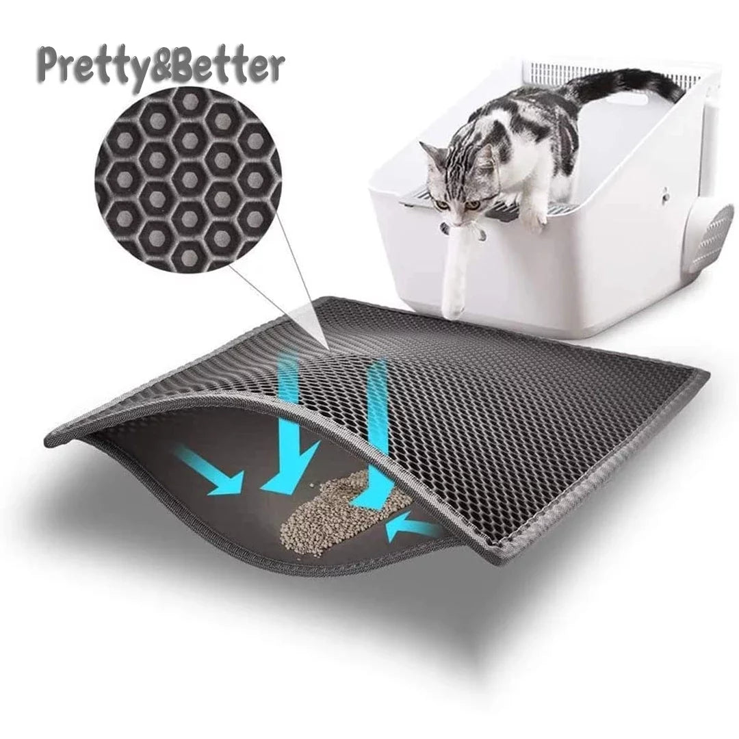 Cat Litter Trapping Mat – Waterproof Kitty Litter Catcher Pad, Easy Clean Pet Floor Protector (16" x 20")