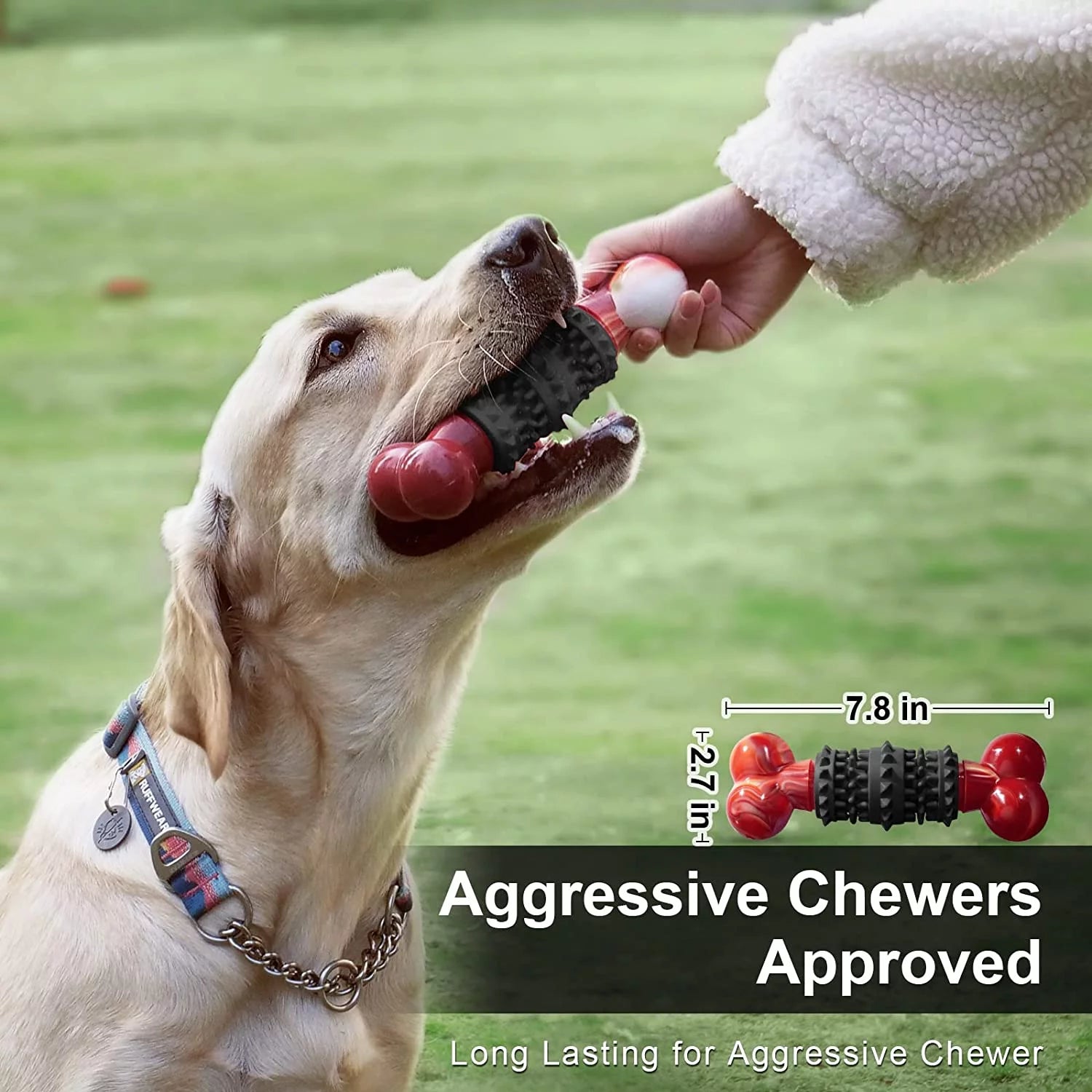 Indestructible Dog Toy – Durable Bone Chew Toy for Aggressive Chewers, Interactive Play for Medium & Large Dogs (Dinosaur Design)