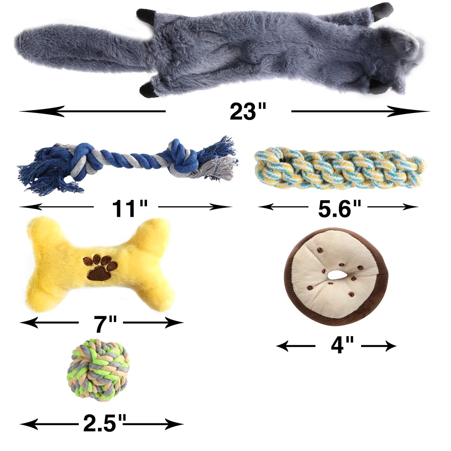 Dog Toy Set – 6 Pack Plush Squeaky & Rope Chew Toys for Small & Medium Dogs, Interactive & Teeth Cleaning