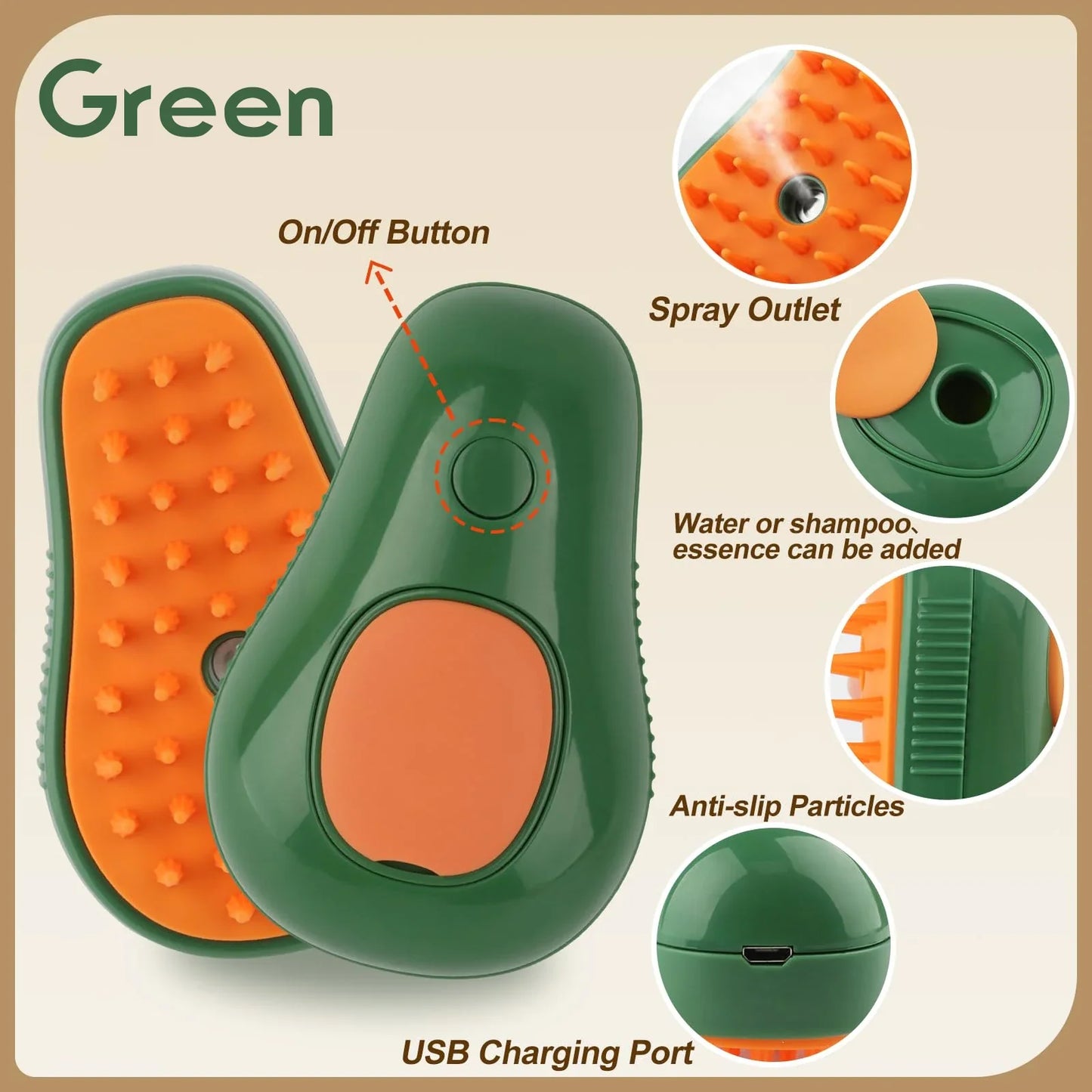 3-in-1 Pet Grooming Brush – Electric Steam & Spray Comb for Cats and Dogs, Hair Removal & Massage Tool