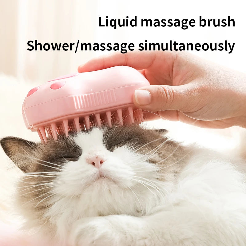 3-in-1 Pet Grooming Brush – Electric Steam & Spray Comb for Cats and Dogs, Hair Removal & Massage Tool