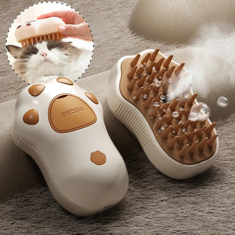 3-in-1 Pet Grooming Brush – Electric Steam & Spray Comb for Cats and Dogs, Hair Removal & Massage Tool