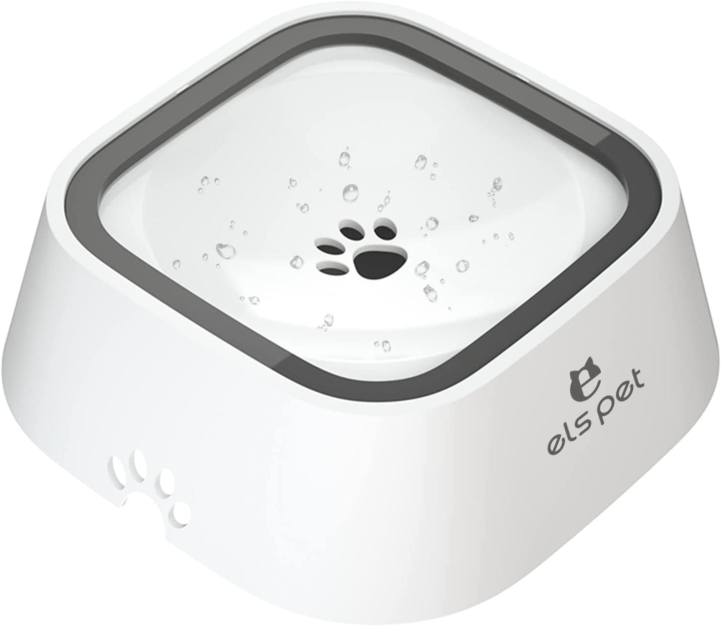 No-Spill Slow Water Feeder Bowl – 2L / 70oz Large Capacity Travel Bowl for Dogs & Cats (Grey)