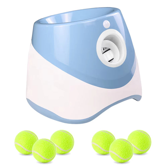 Automatic Dog Ball Launcher – Interactive Tennis Ball Throwing Machine with 6 Balls, Rechargeable Pet Toy