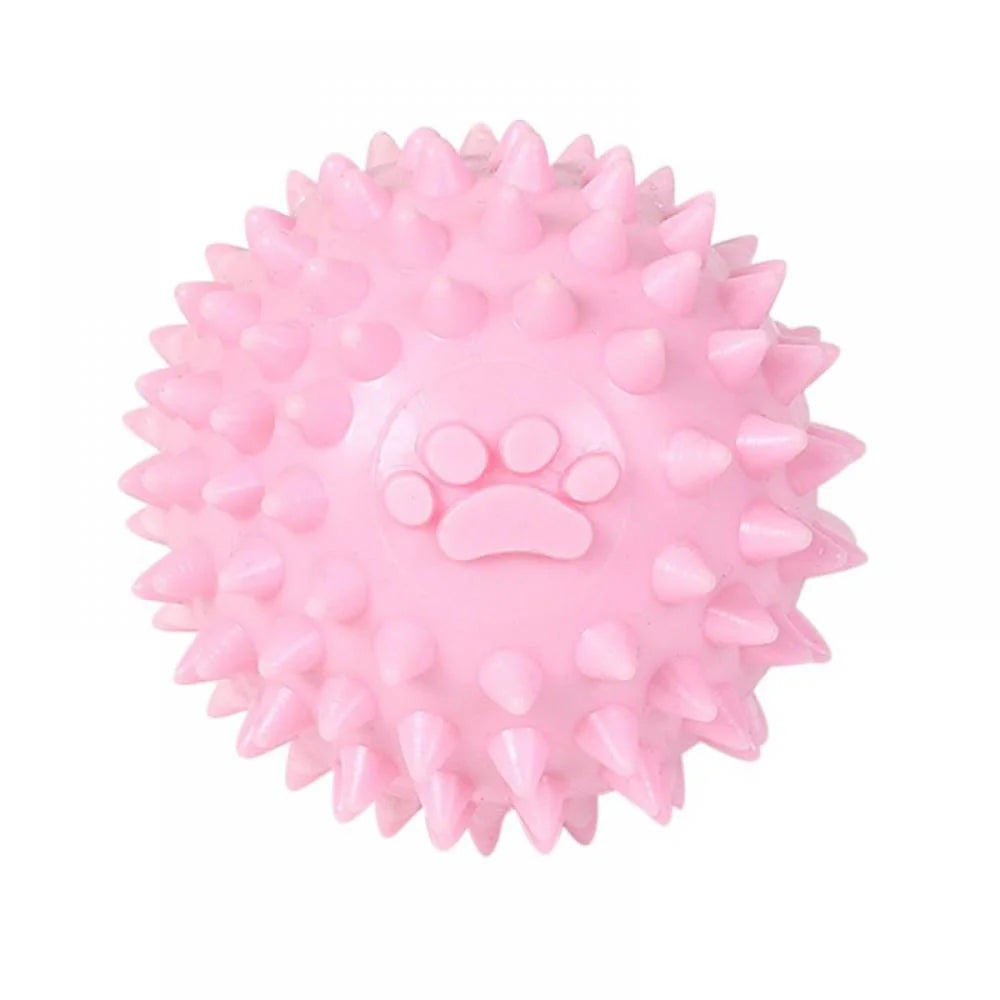 Small Dog Toy Balls – Rubber Spike Fetch & Chew Toys for Puppies, Teething Relief, Cute Colors (Blue)