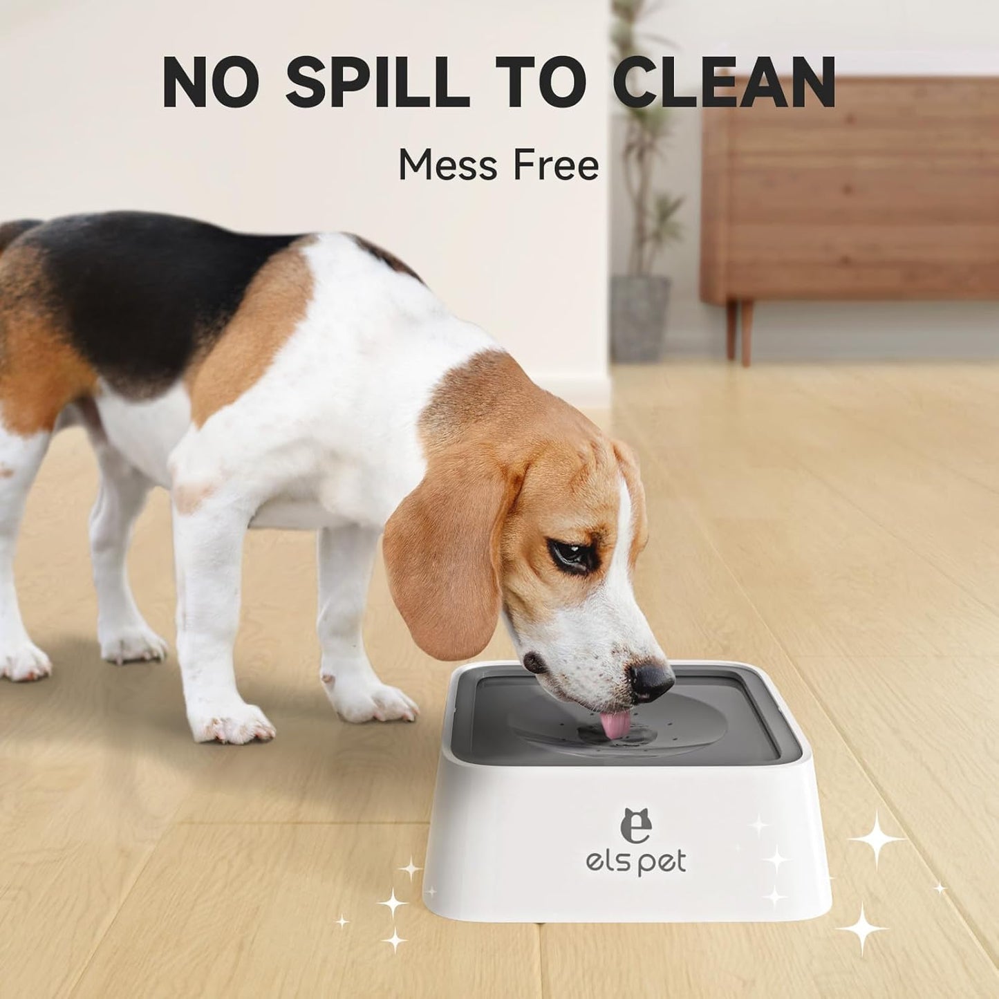 No-Spill Slow Water Feeder Bowl – 2L / 70oz Large Capacity Travel Bowl for Dogs & Cats (Grey)