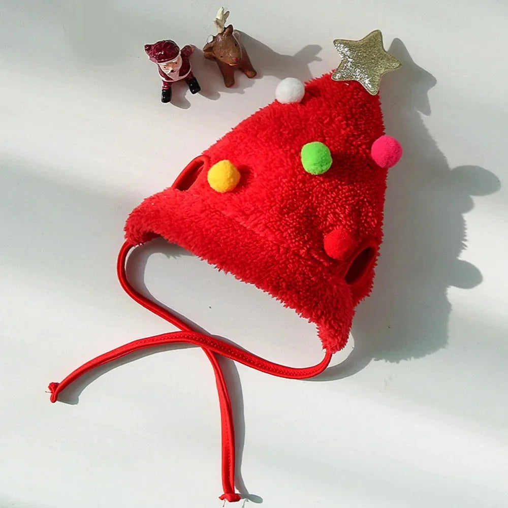 Christmas Pet Costume Set – Dog & Cat Santa Hat with Bandana Scarf | Holiday Dress-Up Accessories for Pets