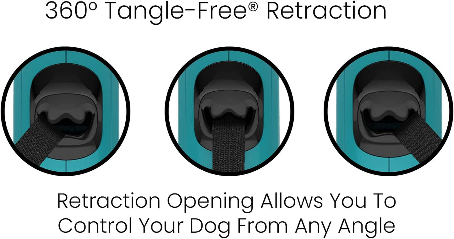 Retractable Dog Leash – 16ft Tangle-Free Nylon Tape, 360° Swivel, Durable Pet Walking Lead (Small, Aqua)