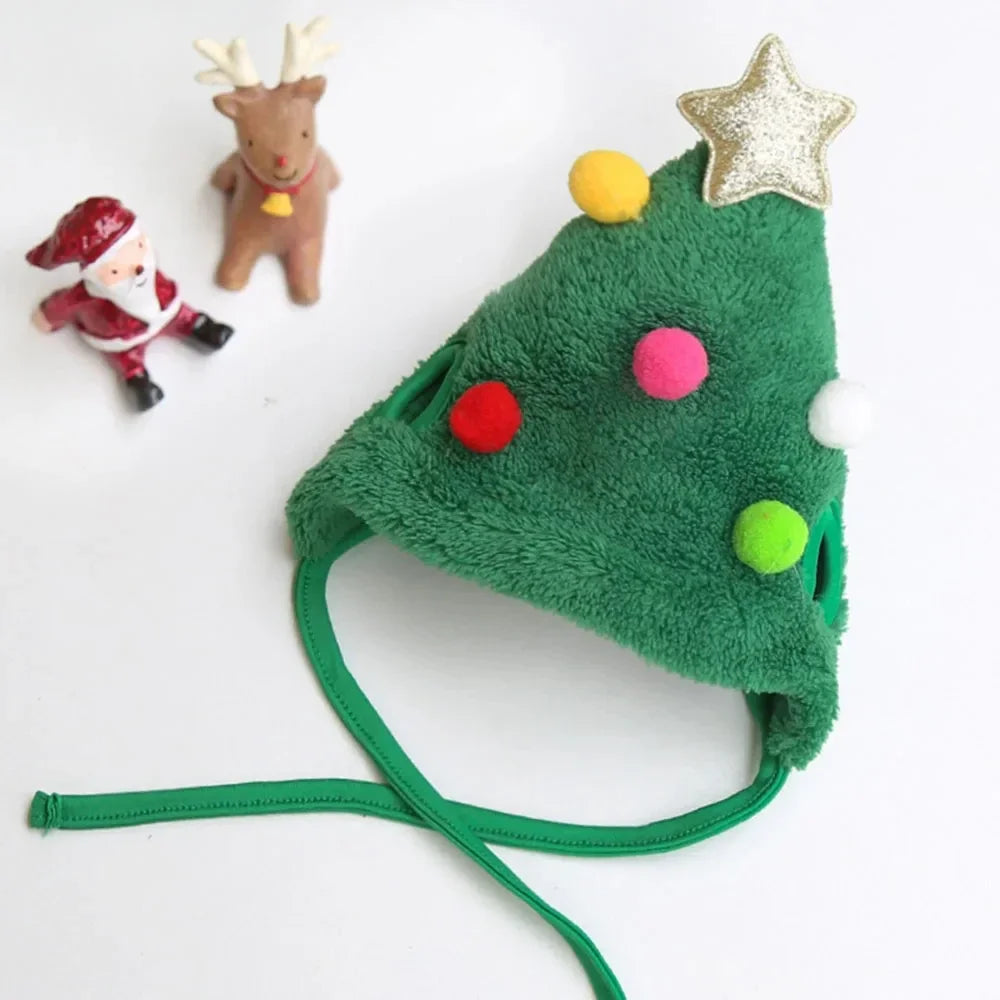 Christmas Pet Costume Set – Dog & Cat Santa Hat with Bandana Scarf | Holiday Dress-Up Accessories for Pets