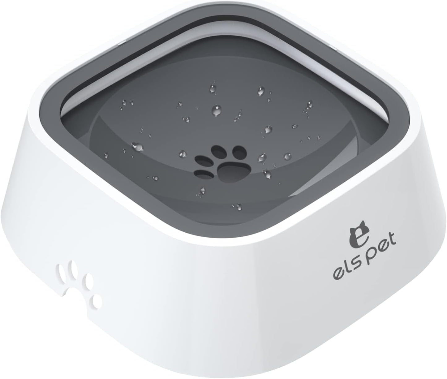 No-Spill Slow Water Feeder Bowl – 2L / 70oz Large Capacity Travel Bowl for Dogs & Cats (Grey)