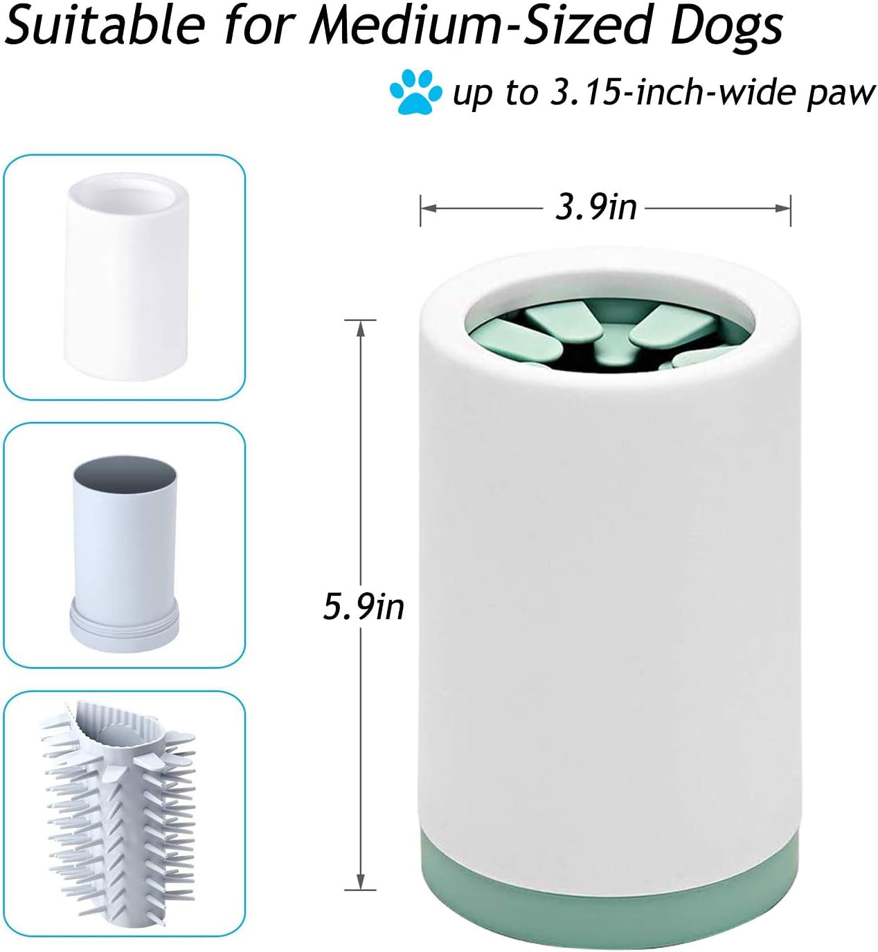 Portable Dog Paw Cleaner Cup – Pet Foot Washer for Small & Medium Dogs and Cats, Muddy Paw Cleaning Cup (Green, Size L)